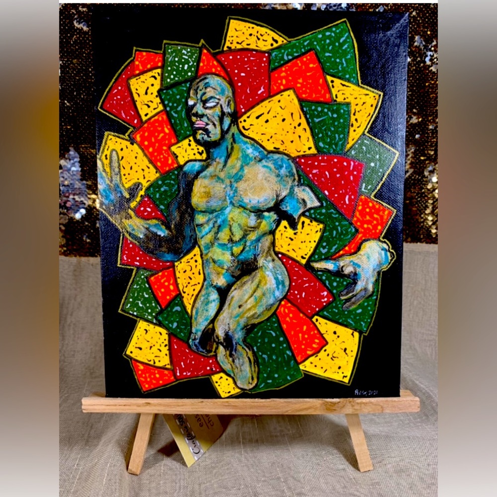 Original Mini Artwork with Wooden Easel